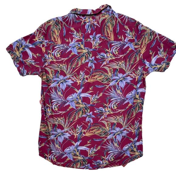 Floral Short Sleeve Button Up Mens Large Jack & Jones 100% Cotton Smart Casual - Picture 2 of 3